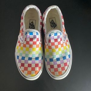 Multicolored slip on vans